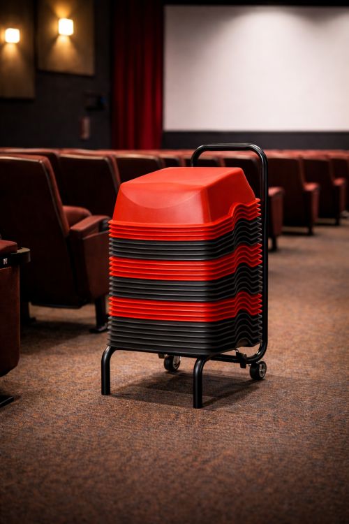 Chariot de stockage et transport rehausseurs cinéma pour enfants