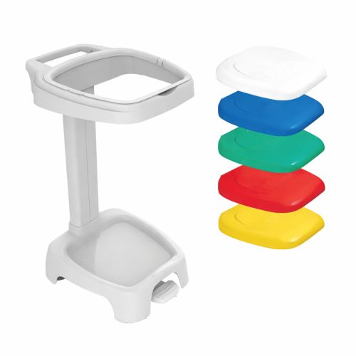 Support sac 120 litres avec couvercle couleur au choix et pédale pour hygiène totale