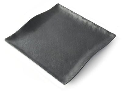 Assiette carrée en mélamine design noir mat