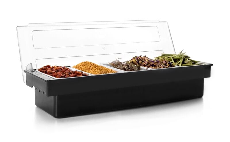 Boîte à condiments avec couvercle à 5 compartiments