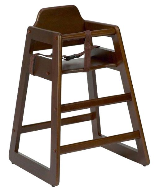 Chaise haute bébé pour restaurant en bois foncé