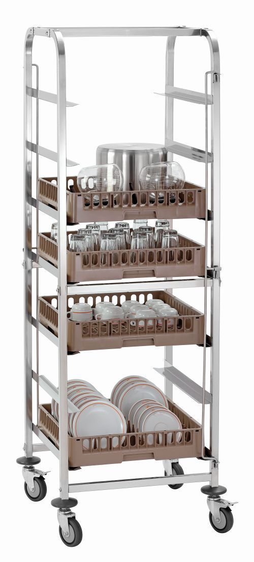 Chariot pour casiers de lavage verres, assiettes, vrac