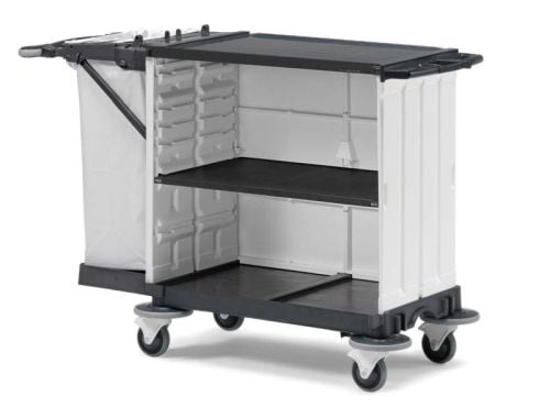 Chariot hôtelier gris avec support sac