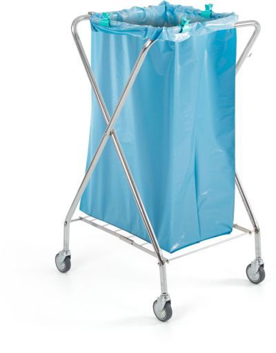 Chariot porte sac poubelle chromé