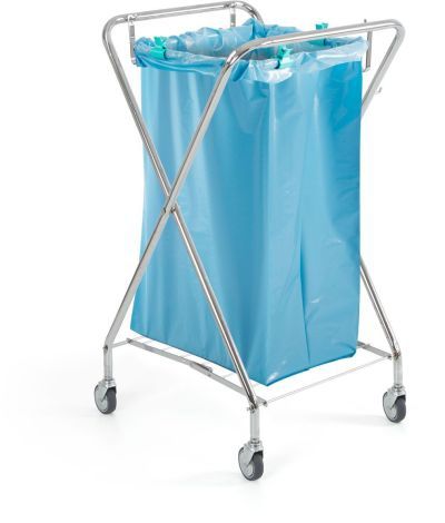 Chariot porte sac poubelle chromé