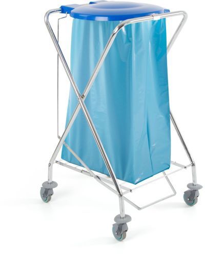 Chariot porte sac poubelle chromé