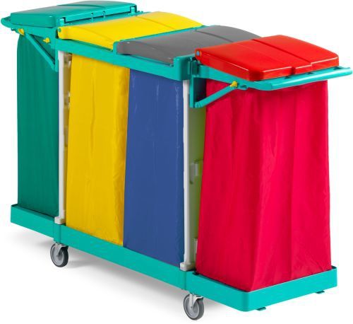 Chariot de tri des déchets pliable à 4 sacs