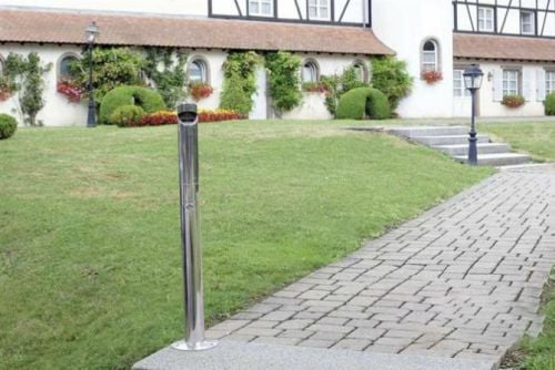 Collecteur de mégots inox brillant sur pied