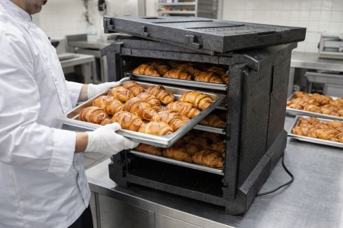 Conteneur isotherme chauffant pour viennoiseries et transport