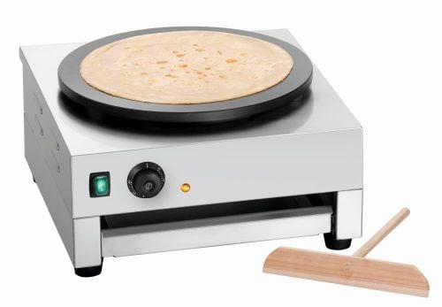 Crêpière électrique professionnelle à 1 plaque avec râteau