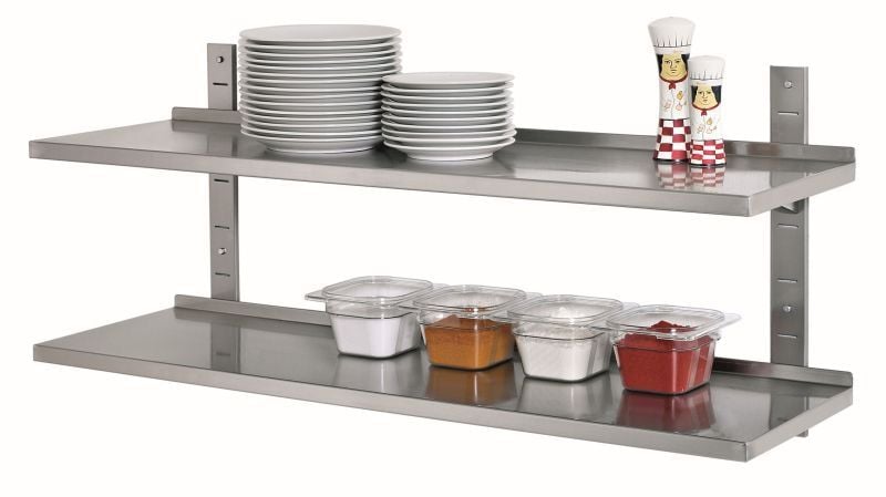 Etagère murale double en inox pour cuisine