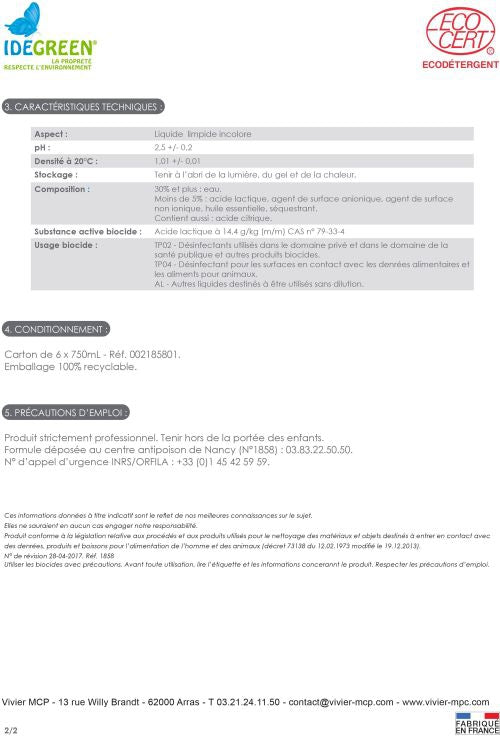 Fiche technique Respect Home Surface P2