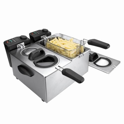 Friteuse, Friteuse Électrique 2500W Avec Panier, Acier Inoxydable, Température Réglable