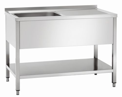 Plonge inox 1 bac avec tablette et égouttoir à droite
