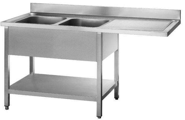 Plonge inox économique avec espace lave vaisselle et tablette