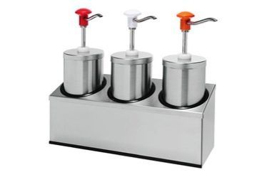 Pompe à sauce inox à 3 distributeurs