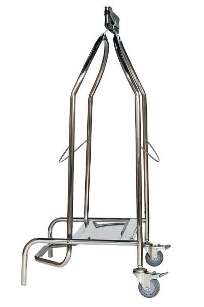 Porte sac à pince inox avec 2 roues avec freins