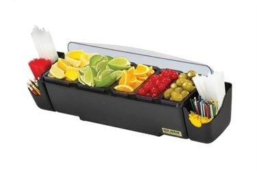 Présentoir à 5 bacs semi profonds et profond + supports pailles