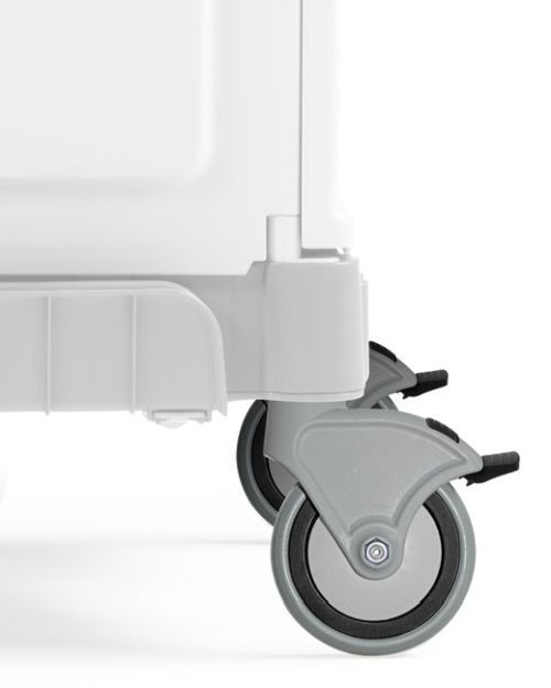 Roue avec frein sur chariot hôtelier