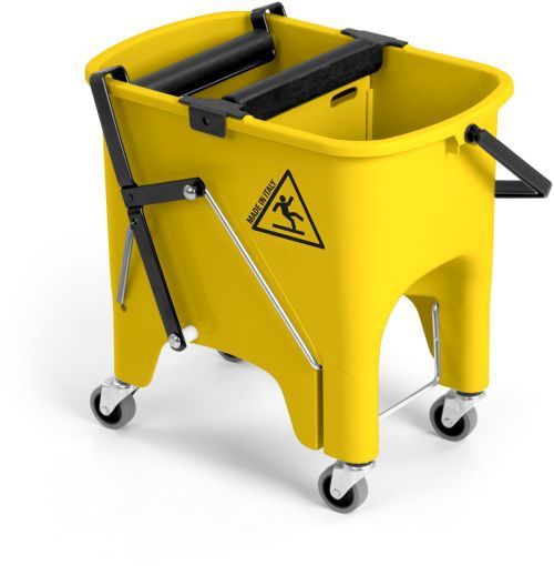 Seau de lavage à 2 bacs sur roues - jaune
