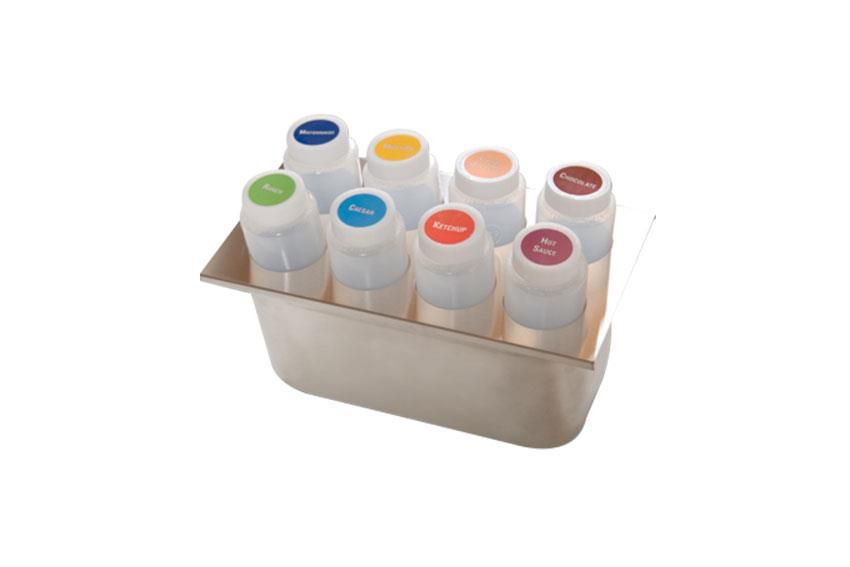 Support bouteilles FIFO 8 trous avec bac GN1/3