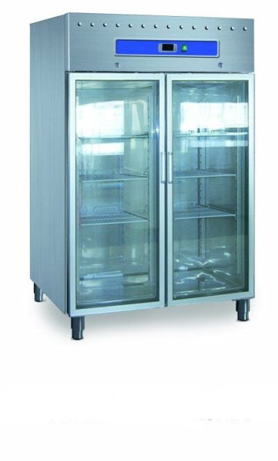 Armoire réfrigérée inox professionnelle à 2 portes vitrées