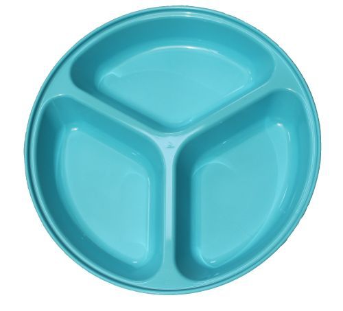Assiette bleue à 3 compartiments
