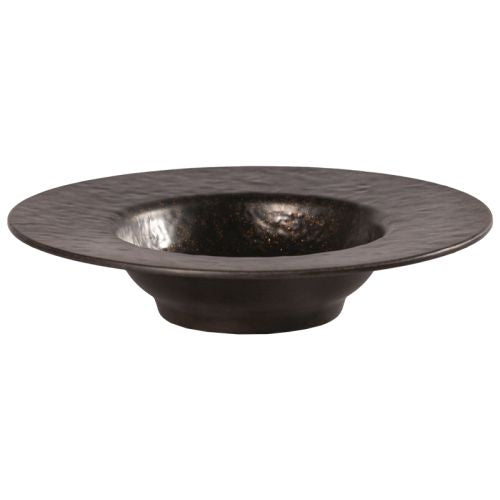 Assiette creuse mélamine noir effet métal