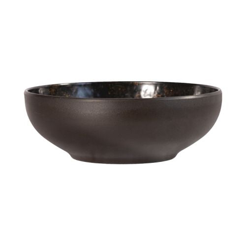 Assiette creuse mélamine reflet noir métal