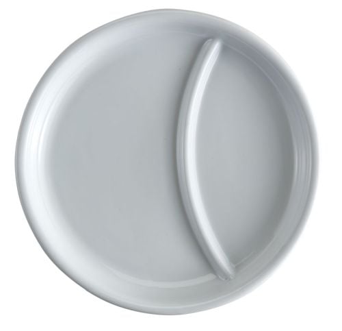 Assiette de 23 cm à 2 compartiments pour plateau de distribution de repas