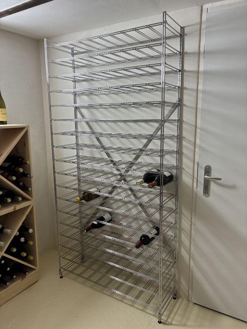 Casier à vin chromé grande capacité de 100 à 216 bouteilles