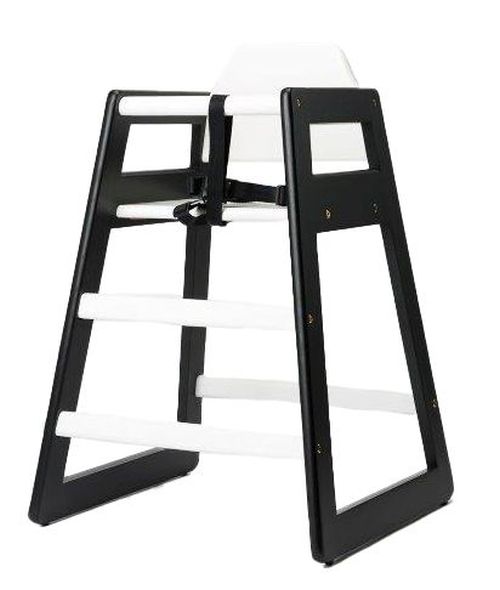 Chaise haute enfant restaurant assise blanche piétement noir