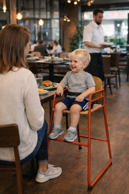 Chaise haute bois et acier pour restaurant moderne