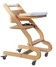 Chaise haute pour enfant en bois de hêtre avec 4 roulettes