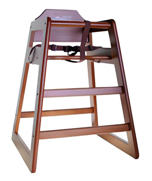 Chaise haute éco en bois foncé sans plateau