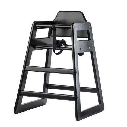 Chaise haute éco en bois noir sans plateau