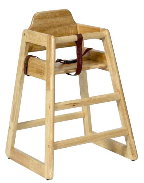 Chaise haute bébé empilable en bois clair