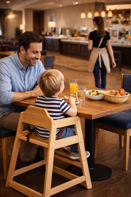 Chaise haute en bois sans plateau pour table