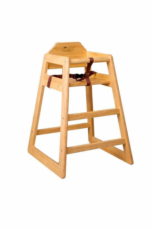 Chaise haute économique en bois avec sangle 3 points