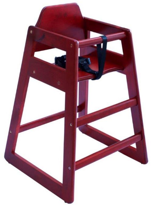 Chaise haute bébé empilable en bois rouge