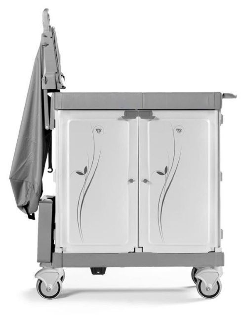 Chariot hôtelier à portes sécurisées avec support sac pliable