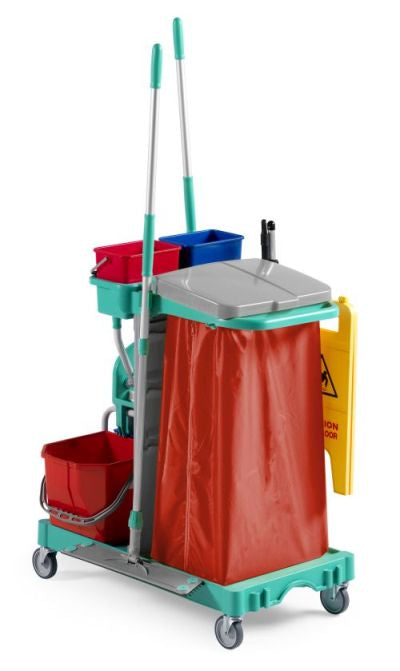 Chariot de ménage et lavage avec équipement