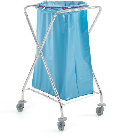 Chariot porte sac rond pliable chromé de 120 litres