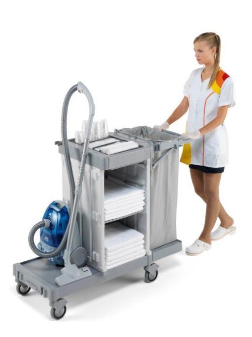 Chariot de service hôtelier avec support aspirateur