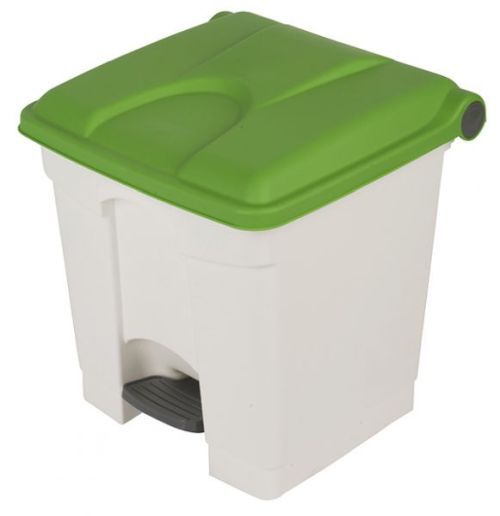 Collecteur tri sélectif 30 litres blanc à couvercle vert