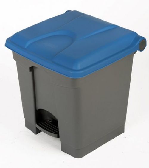 Collecteur tri sélectif 30 litres gris à couvercle bleu