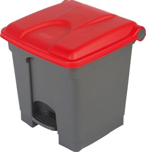 Collecteur tri sélectif 30 litres gris à couvercle rouge