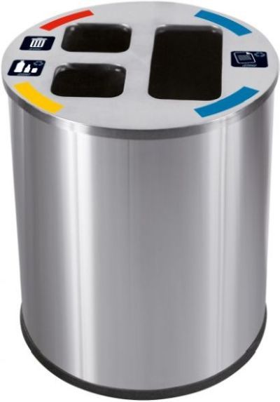 Collecteur tri sélectif 40l inox avec 3 bacs intérieurs