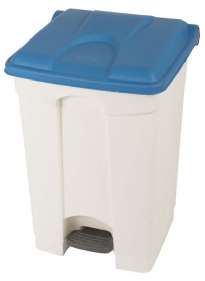 Collecteur tri sélectif 45 litres blanc à couvercle bleu