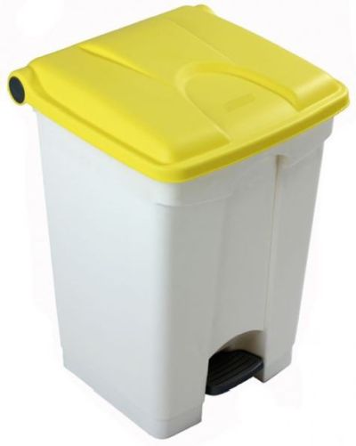 Collecteur tri sélectif 45 litres blanc à couvercle jaune
